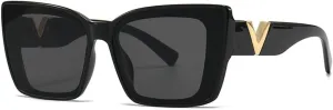 -Fashion Cat Eye Sunglasses Vintage Luxury Black Oversized Ladies Sunglasses Square UV400