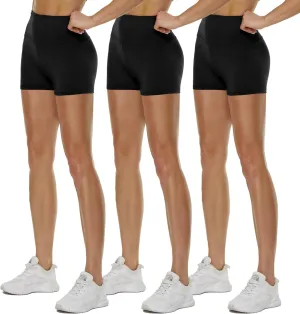 3 Pack High Waisted Biker Shorts for Women – 3"/ 5"/ 8" Black Workout Yoga Compression Novelty Shorts for Running
