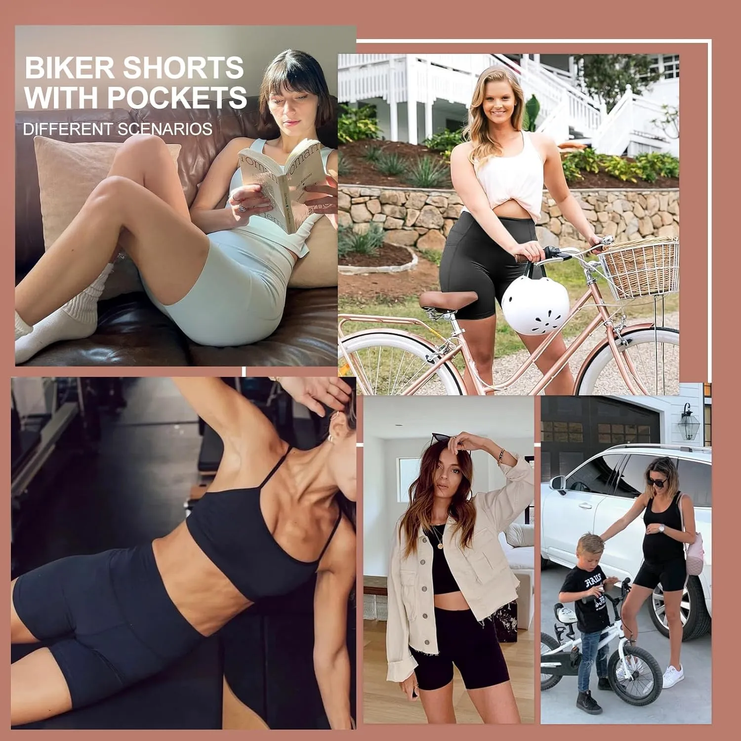 3 Pack High Waisted Biker Shorts for Women – 3"/ 5"/ 8" Black Workout Yoga Compression Novelty Shorts for Running