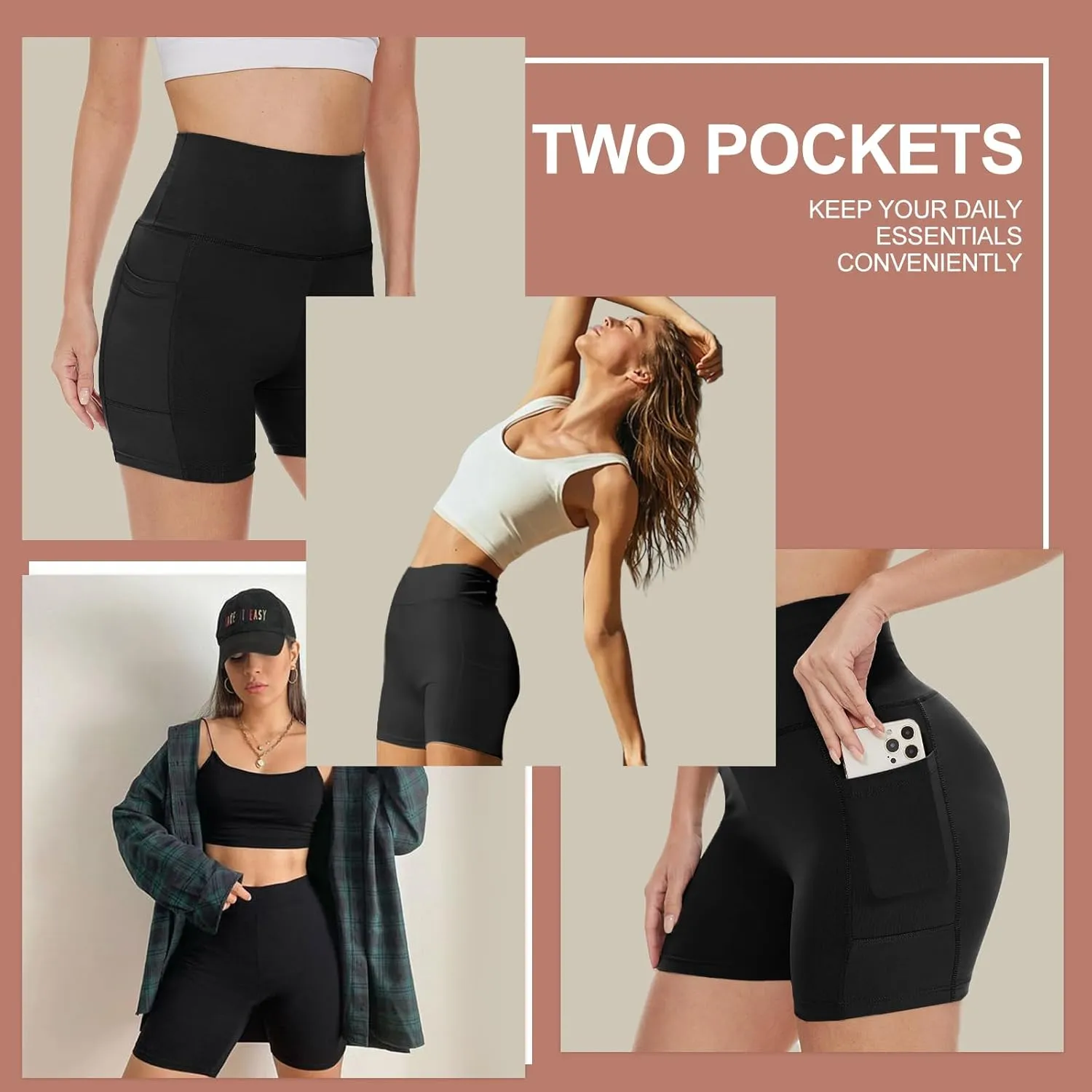 3 Pack High Waisted Biker Shorts for Women – 3"/ 5"/ 8" Black Workout Yoga Compression Novelty Shorts for Running