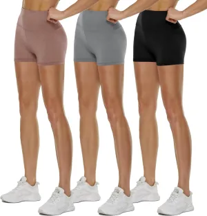 3 Pack High Waisted Biker Shorts for Women – 3"/ 5"/ 8" Black Workout Yoga Compression Novelty Shorts for Running