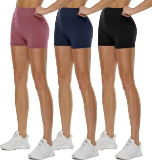 3 Pack High Waisted Biker Shorts for Women – 3"/ 5"/ 8" Black Workout Yoga Compression Novelty Shorts for Running