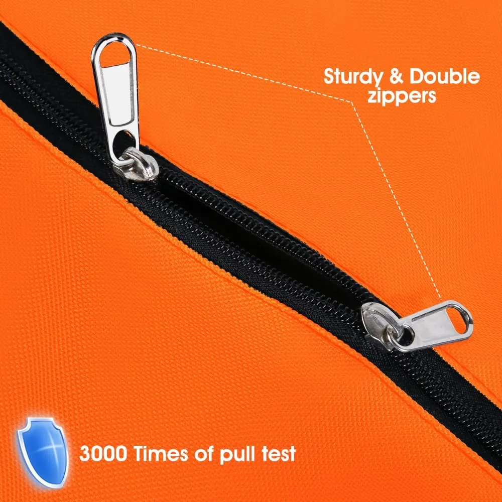 6 Pack Extra Large 90L Heavy Duty Moving Bags with Zippers and Handles - College Packing Bags for Clothes, Storage, Camping Essentials (Orange)