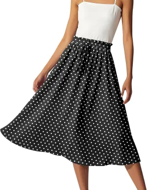 ADHOWBEW Long Skirts for Women A Line Midi Length Ruffle Plus Size Trendy High Waisted Cute Casual Flowy Beach Spring Skirts