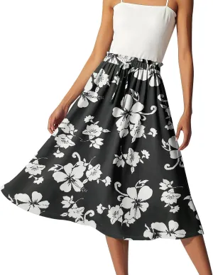 ADHOWBEW Long Skirts for Women Plus Size Casual Flowy A Line Ruffle Beach Midi Length Trendy Cute High Waisted Summer Skirts