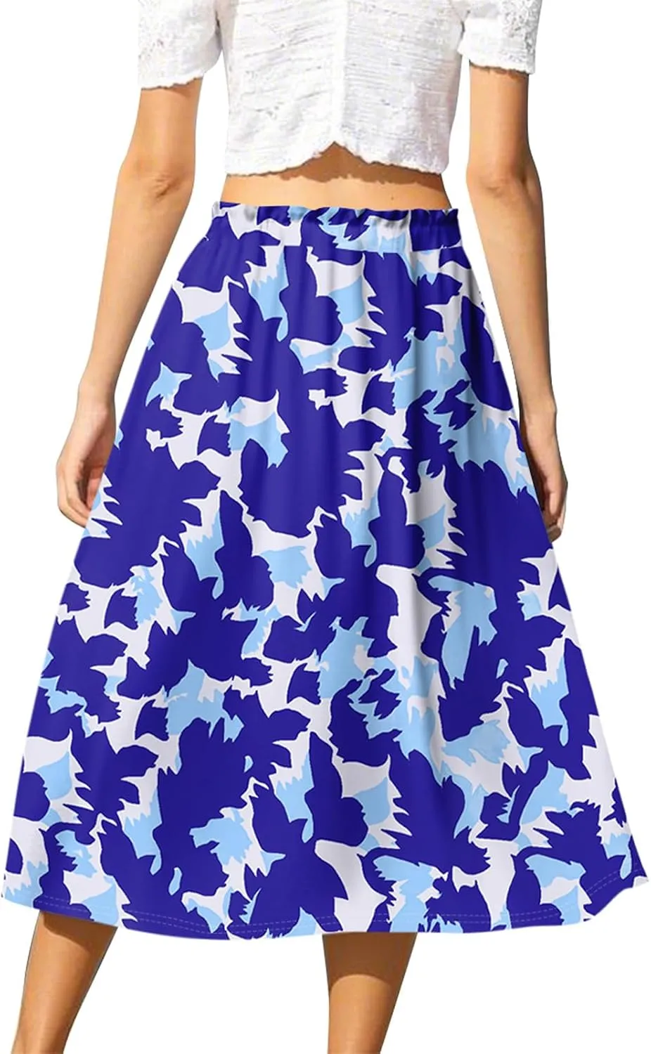 ADHOWBEW Maxi Skirts for Women Beach High Waisted A Line Ruffle Casual Cute Flowy Trendy Midi Length Plus Size Summer Skirts