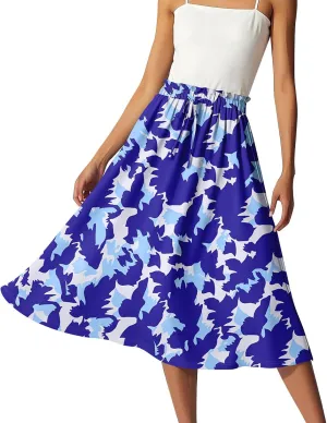 ADHOWBEW Maxi Skirts for Women Beach High Waisted A Line Ruffle Casual Cute Flowy Trendy Midi Length Plus Size Summer Skirts