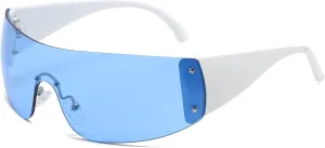 AIEYEZO Rimless Y2K Sunglasses Women Men Oversized Fashion Wrap Around Frameless Sun Glasses
