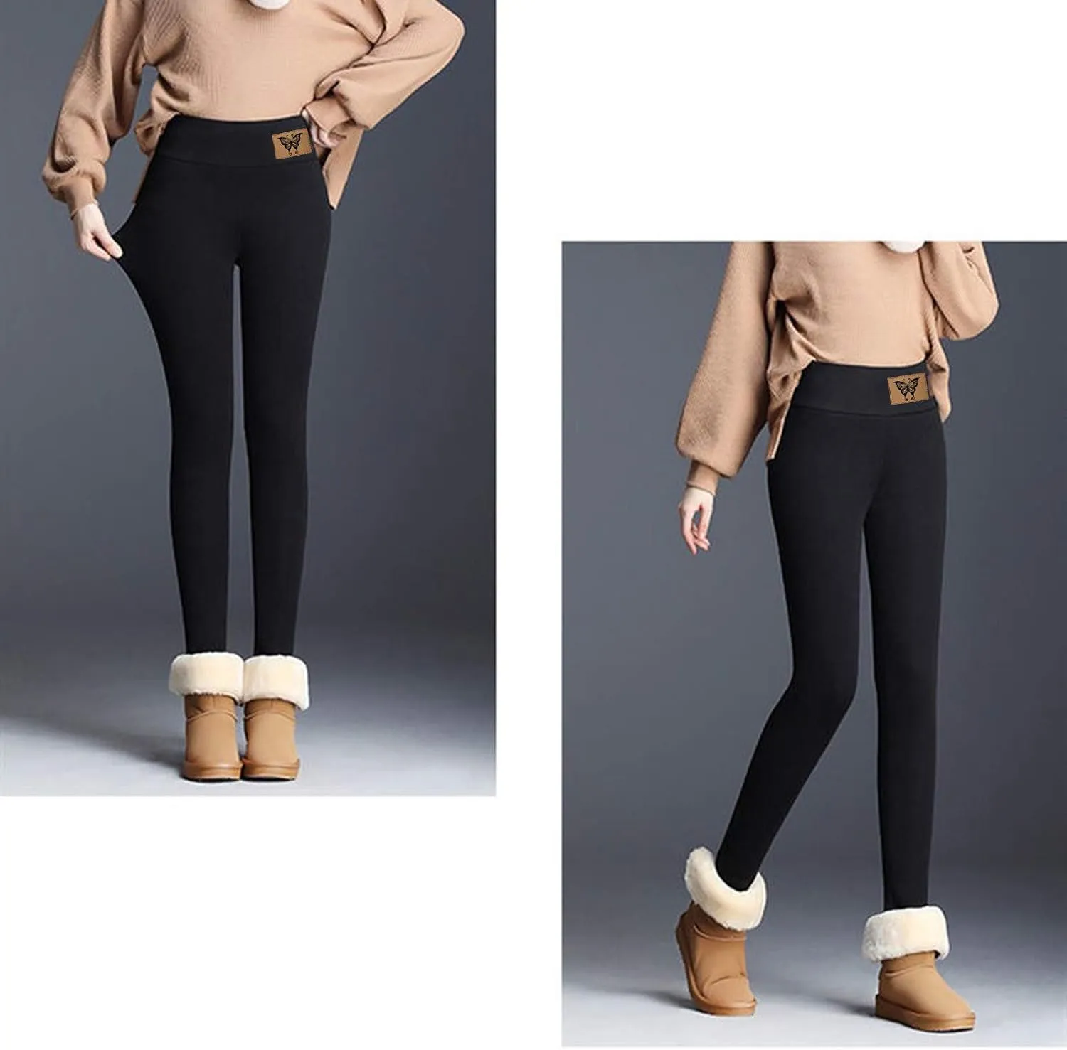 aihihe Women's Plus Size Warm Fleece Sherpa Lined Leggings 2023 Winter Thermal Tights Tummy Control Soft Casual Bottoms
