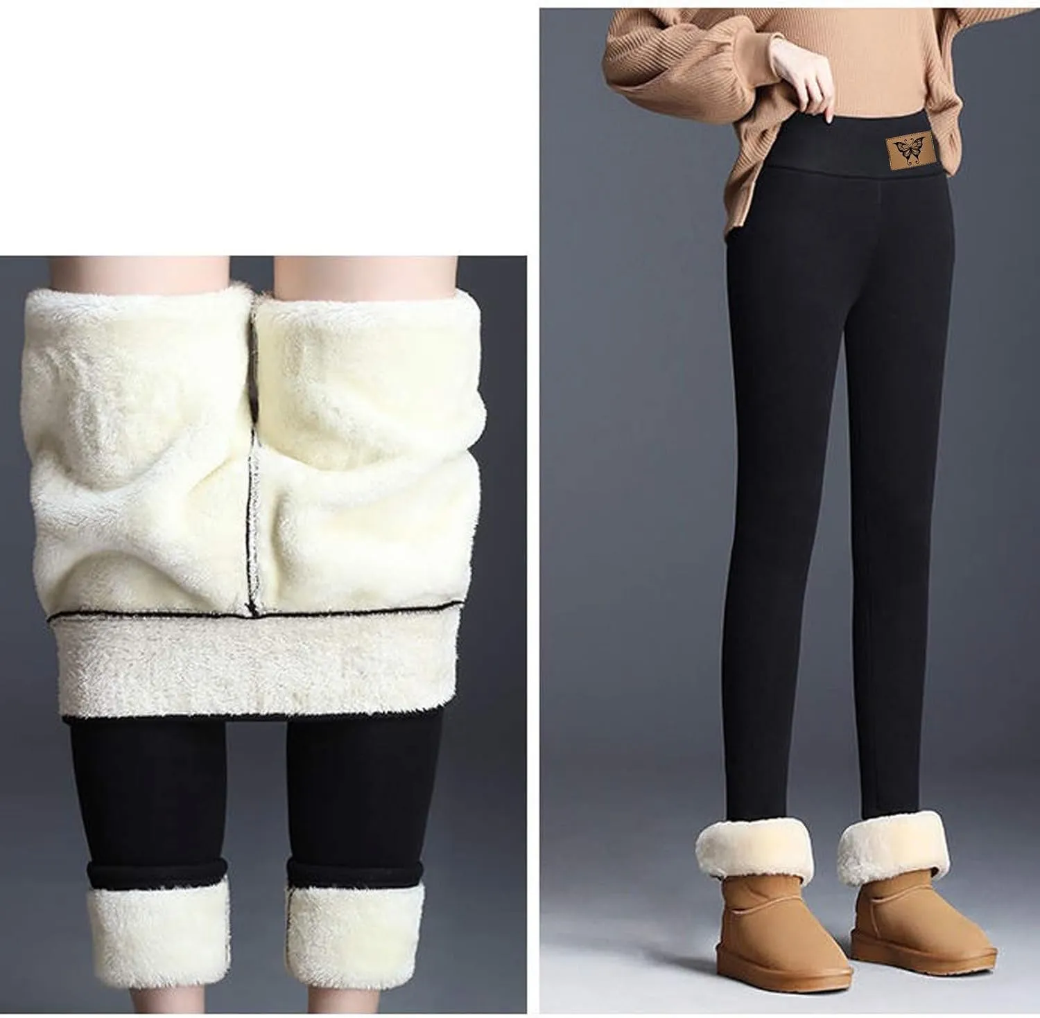 aihihe Women's Plus Size Warm Fleece Sherpa Lined Leggings 2023 Winter Thermal Tights Tummy Control Soft Casual Bottoms