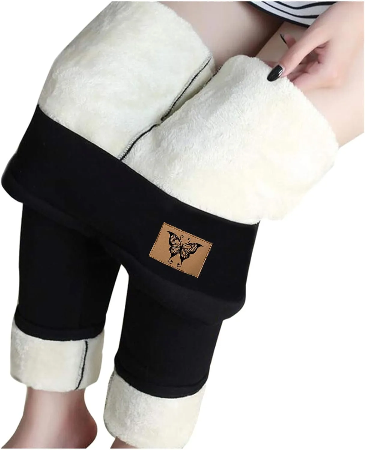 aihihe Women's Plus Size Warm Fleece Sherpa Lined Leggings 2023 Winter Thermal Tights Tummy Control Soft Casual Bottoms