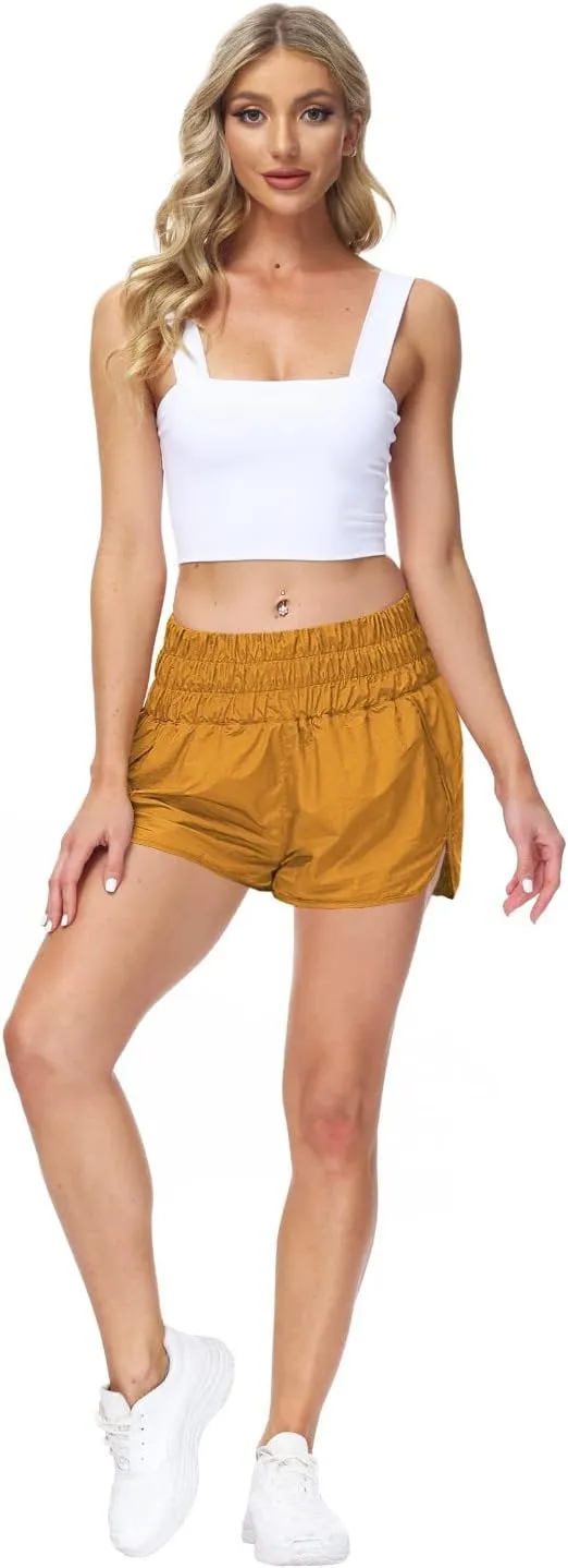 ALBIZIA High Waist Running Short for Women Quick Dry Athletic Gym Running Workout Shorts with Liner