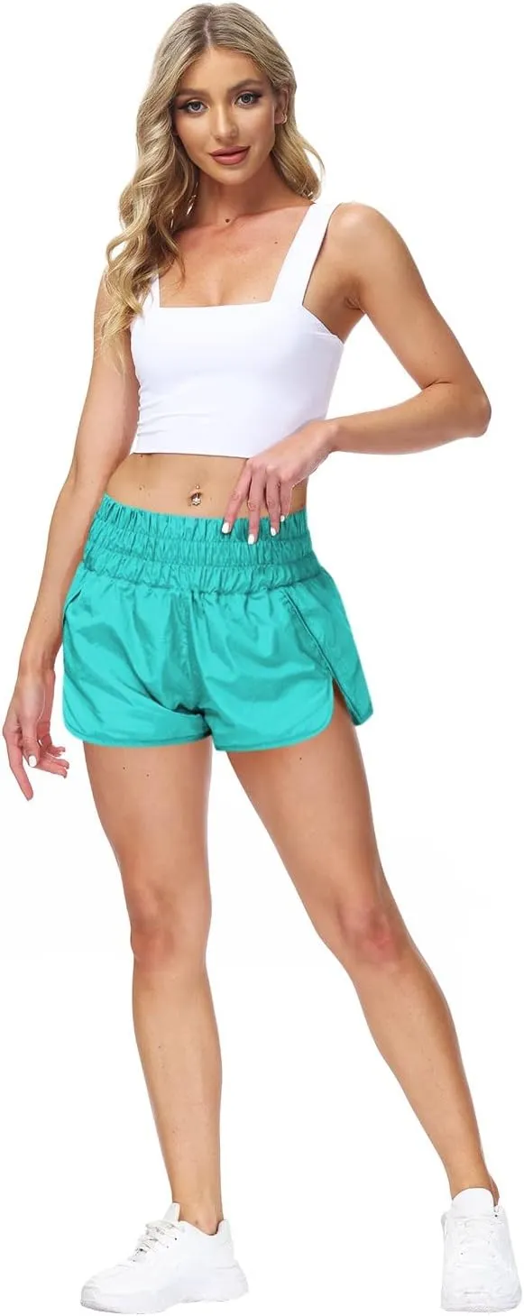 ALBIZIA High Waist Running Short for Women Quick Dry Athletic Gym Running Workout Shorts with Liner