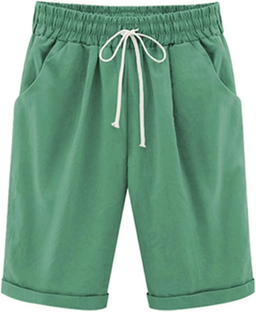 AMDBEL Bermuda Shorts for Women Pull on Womens Yoga Shorts Drawstring Lounge Bermuda Shorts with Pockets Exercise Shorts