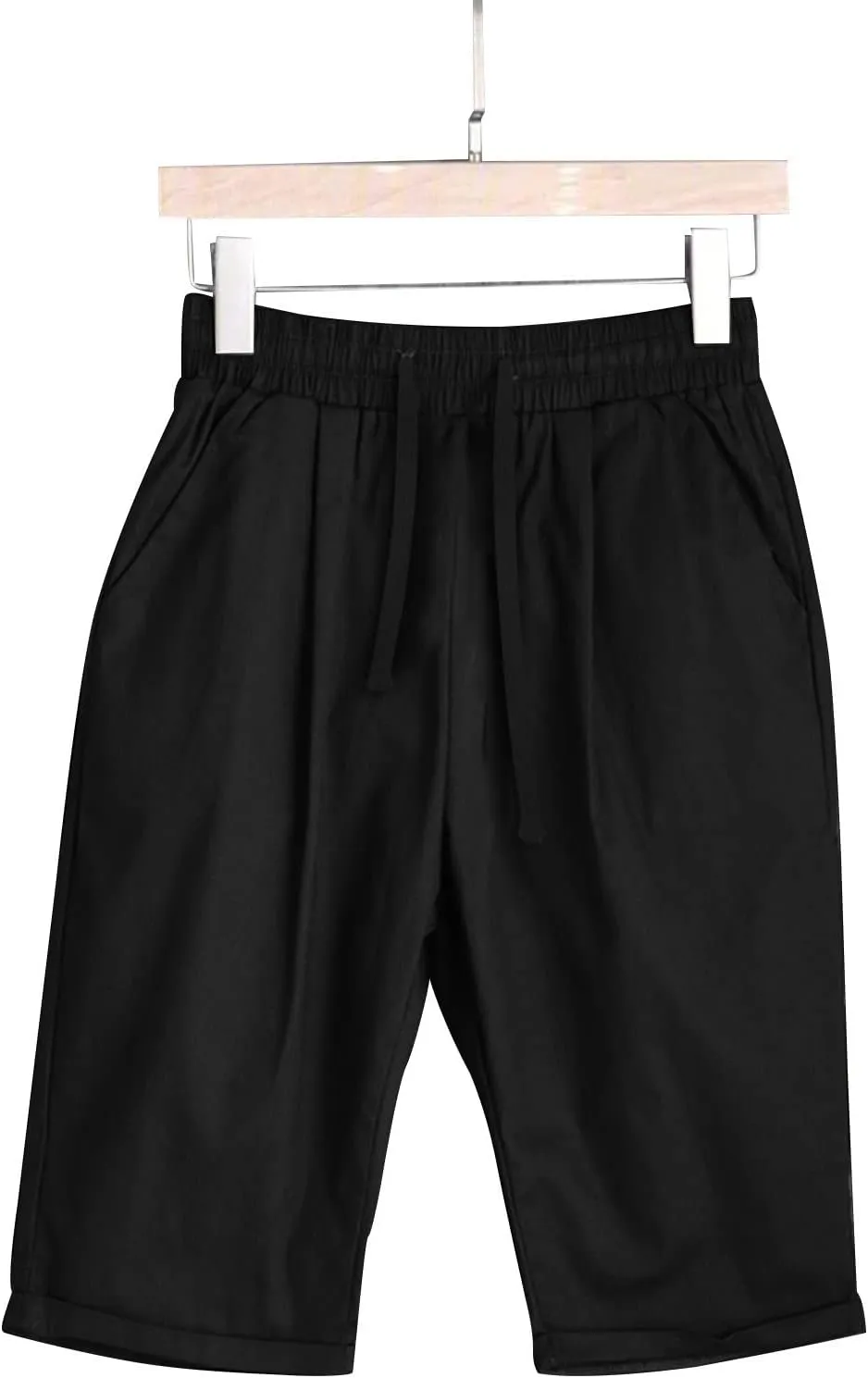 AMDBEL Bermuda Shorts for Women Pull on Womens Yoga Shorts Drawstring Lounge Bermuda Shorts with Pockets Exercise Shorts
