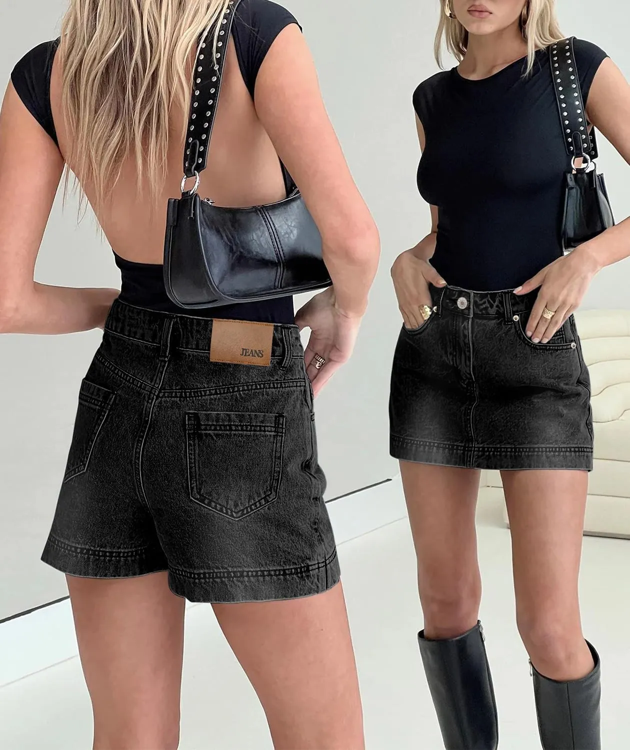 Angerella Skorts Skirts for Women Denim Mini Skirt High Waisted Jean Shorts Stretchy Denim Skirts