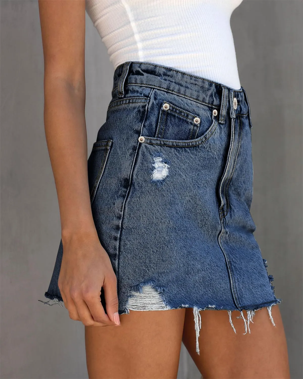 Angerella Skorts Skirts for Women Denim Mini Skirt High Waisted Jean Shorts Stretchy Denim Skirts