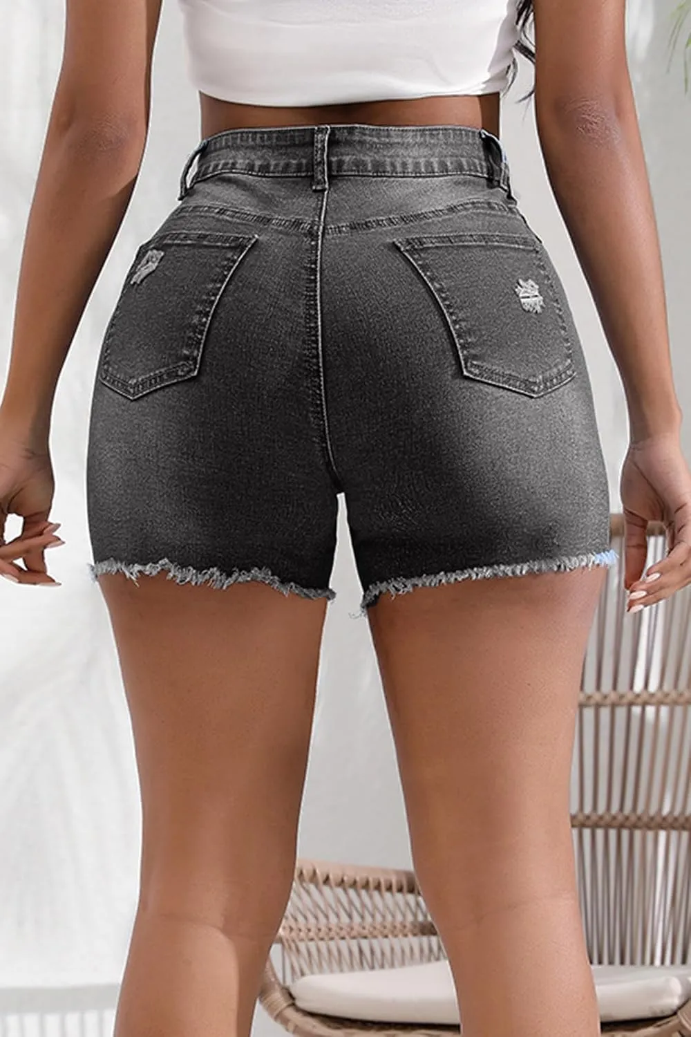 Atditama Women's Stretch Denim Jean Shorts Ripped Curved Fitted Summer Casual Shorts for Women High Waisted