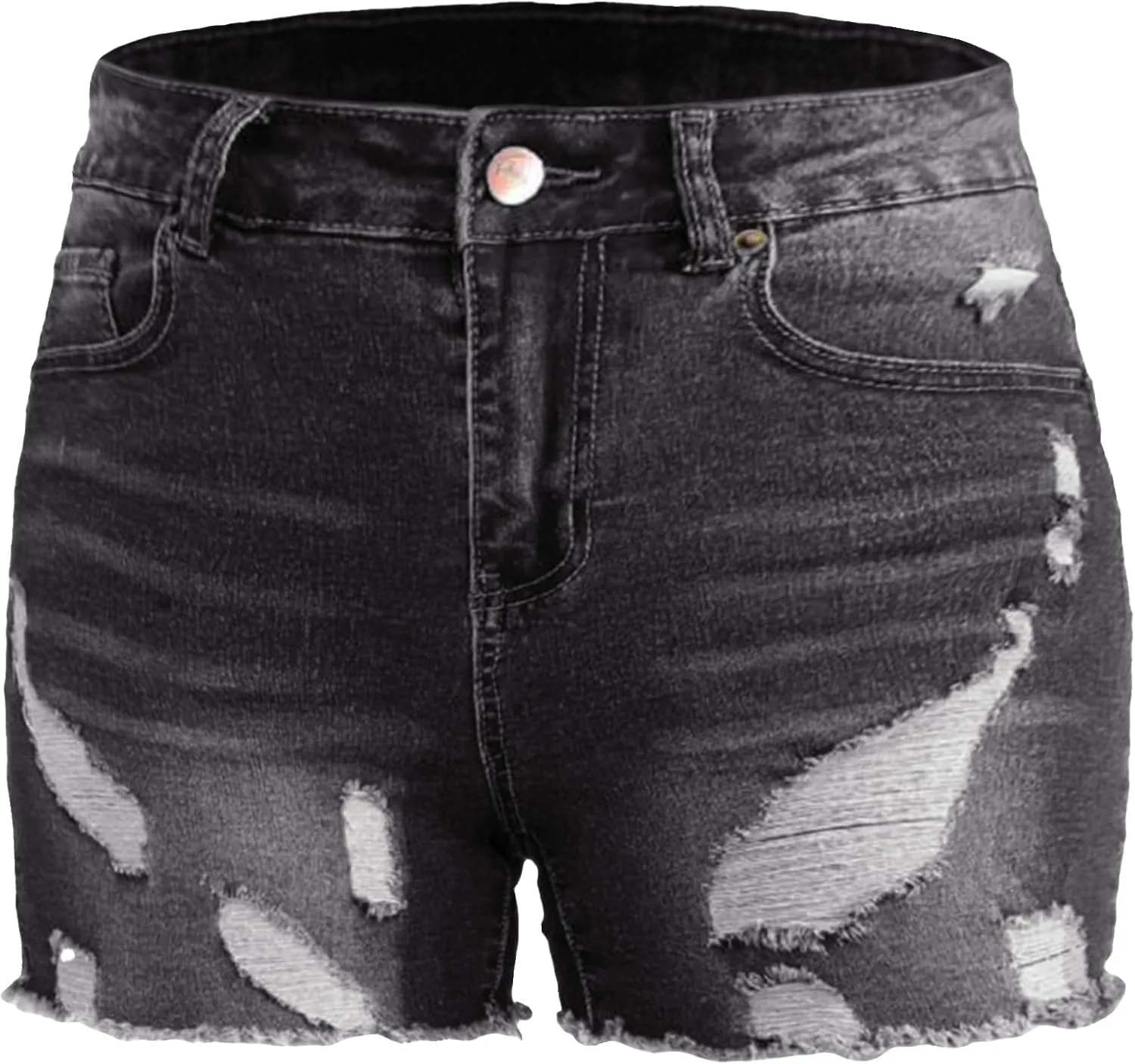 Atditama Women's Stretch Denim Jean Shorts Ripped Curved Fitted Summer Casual Shorts for Women High Waisted