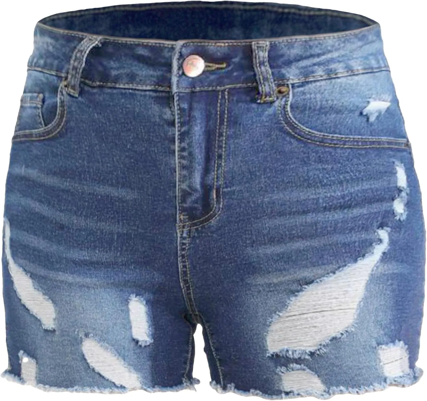 Atditama Women's Stretch Denim Jean Shorts Ripped Curved Fitted Summer Casual Shorts for Women High Waisted