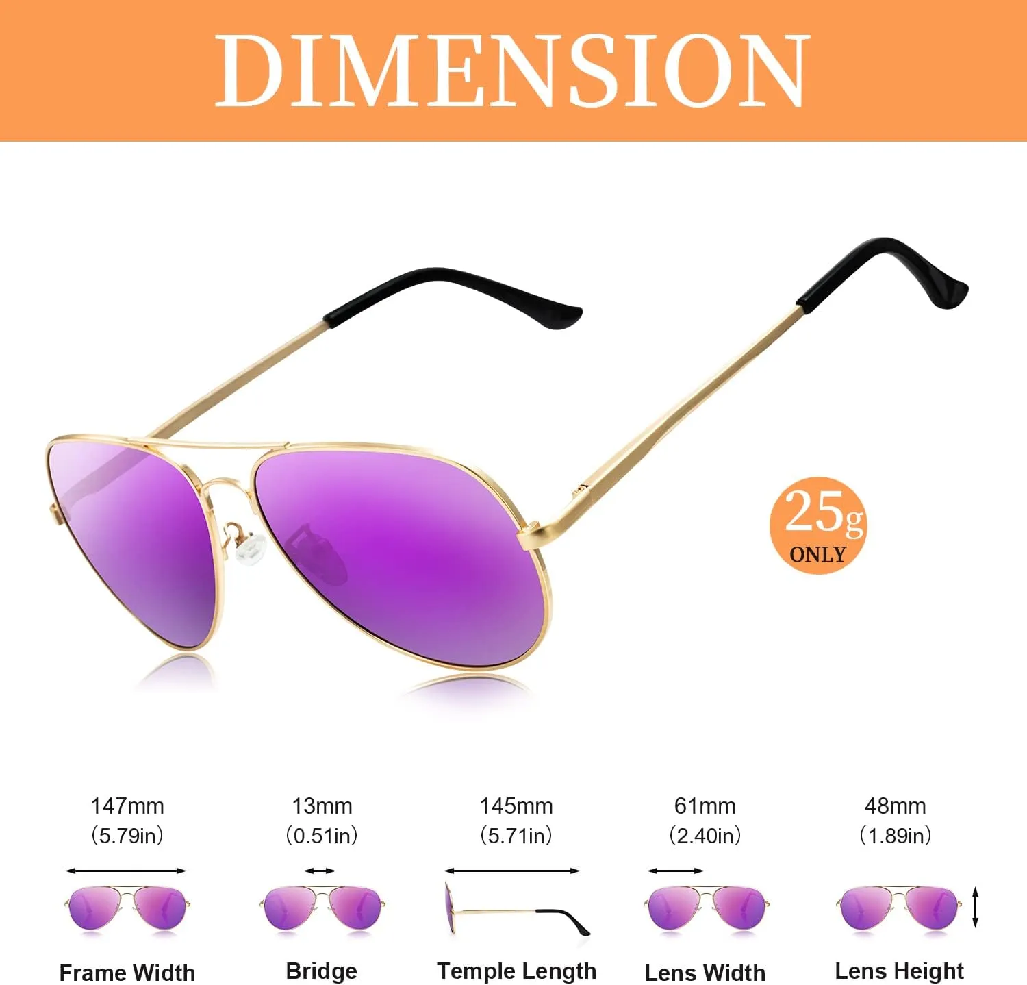 Aviator Sunglasses for Women Men Oversized with Metal Frame, Mirrored Polarized Aviator Sunglasses with UV Protection
