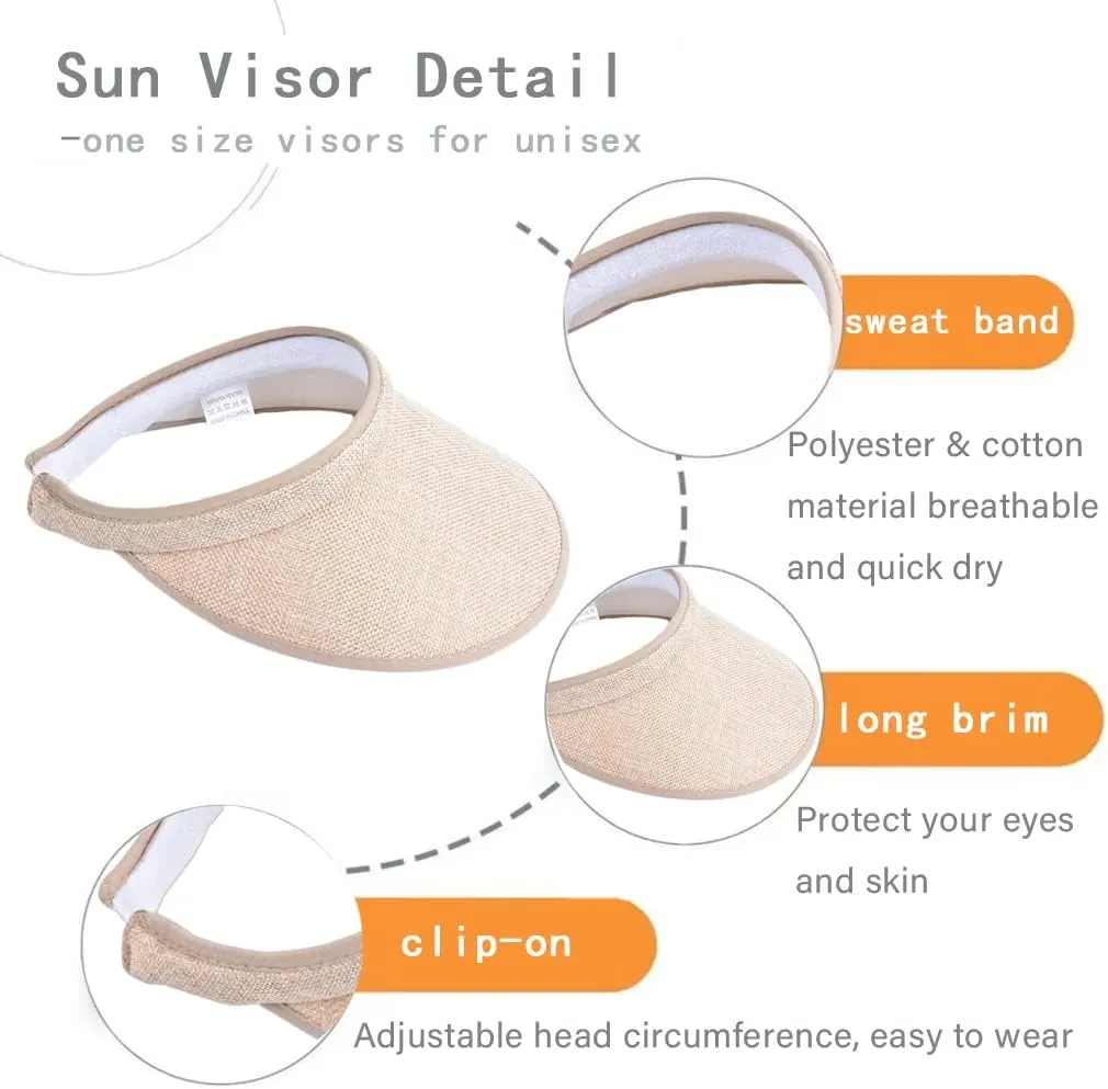 Beach Sun Visor Hat Wide Brim UV Protection Sport Cap for Golf Tennis Running Summer Beach Vacation Tops Hats