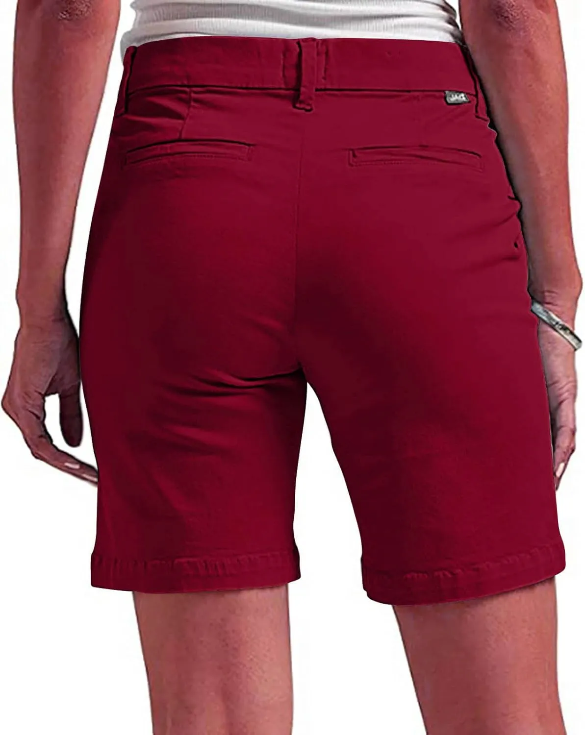 Bermuda Shorts for Women Casual High Waisted Chino Shorts Straight Leg Hiking Vacation Short with Pockets 2025