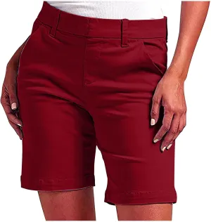 Bermuda Shorts for Women Casual High Waisted Chino Shorts Straight Leg Hiking Vacation Short with Pockets 2025