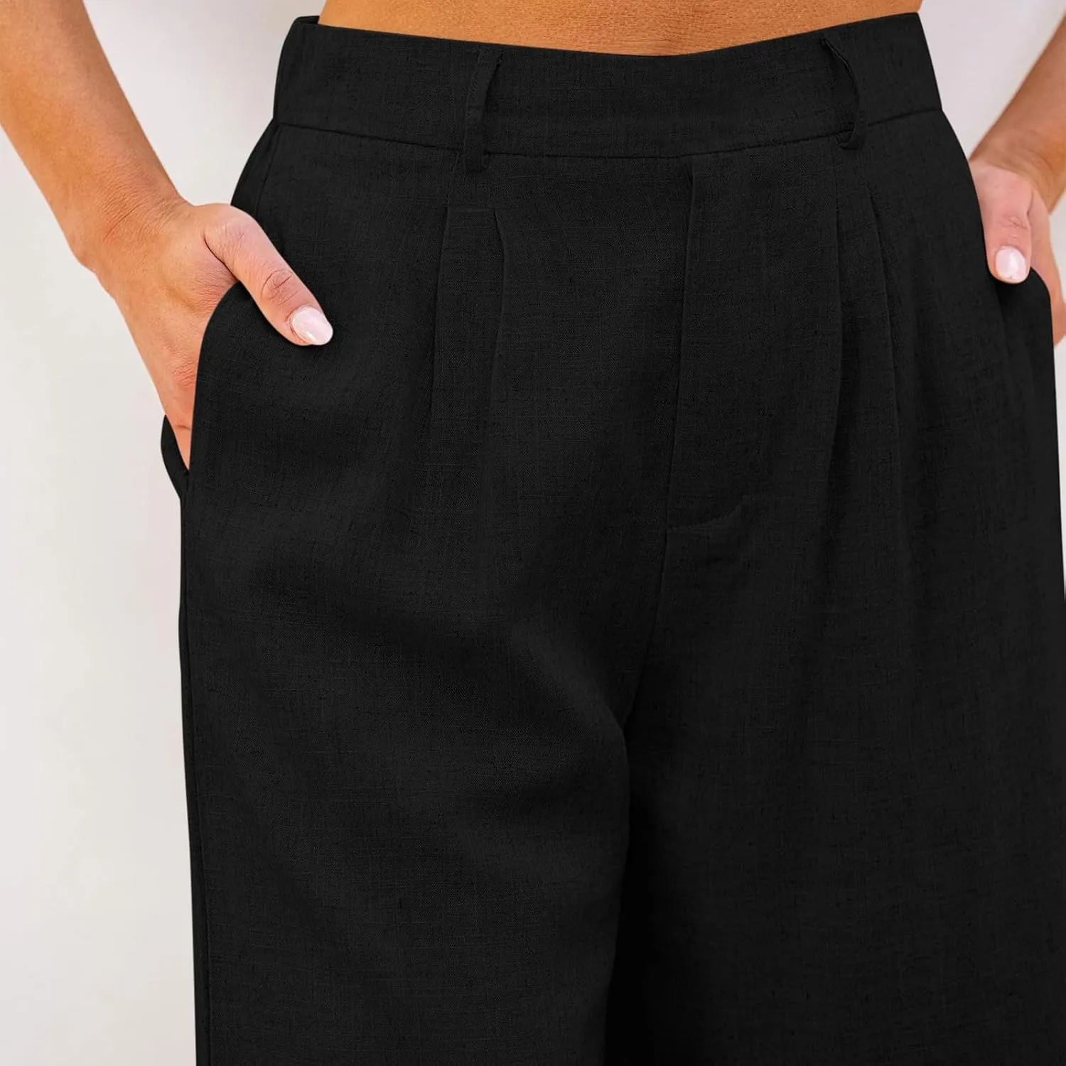 Bermuda Shorts for Women High Waisted Dressy Casual Linen Shorts Wide Leg Knee Length Summer Beach Shorts with Pocket