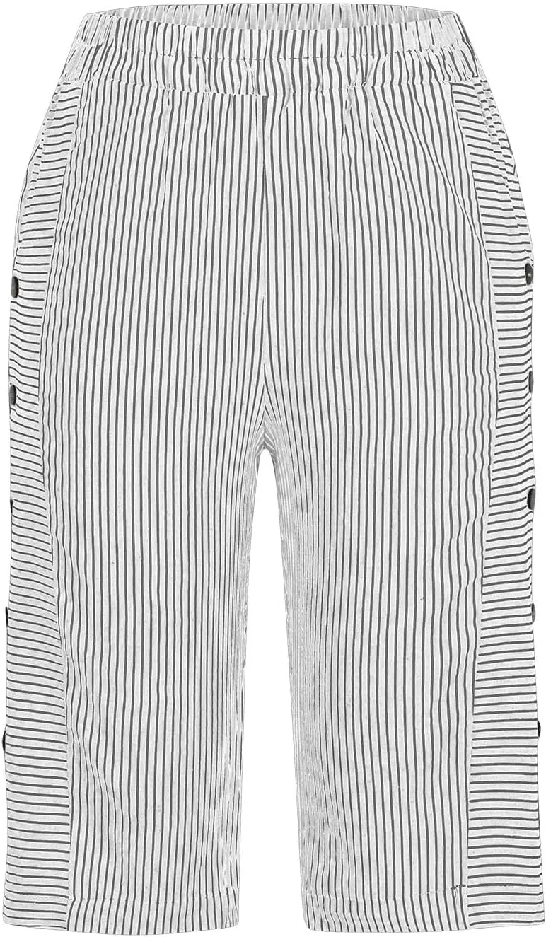Bermuda Shorts for Women Knee Length High Waisted Beach Short Summer Casual Loose Comfy Lounge Shorts with Pockets