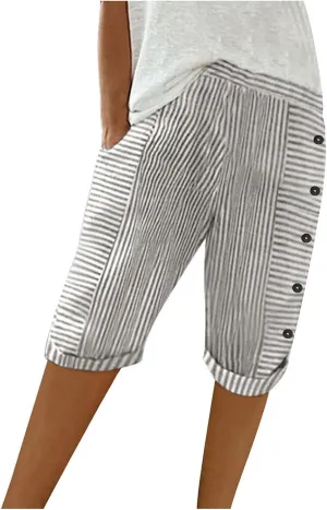 Bermuda Shorts for Women Knee Length High Waisted Beach Short Summer Casual Loose Comfy Lounge Shorts with Pockets