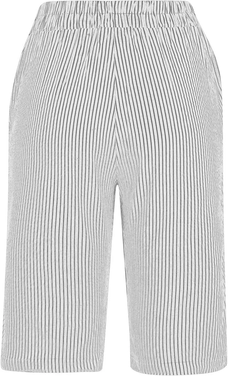 Bermuda Shorts for Women Knee Length High Waisted Beach Short Summer Casual Loose Comfy Lounge Shorts with Pockets