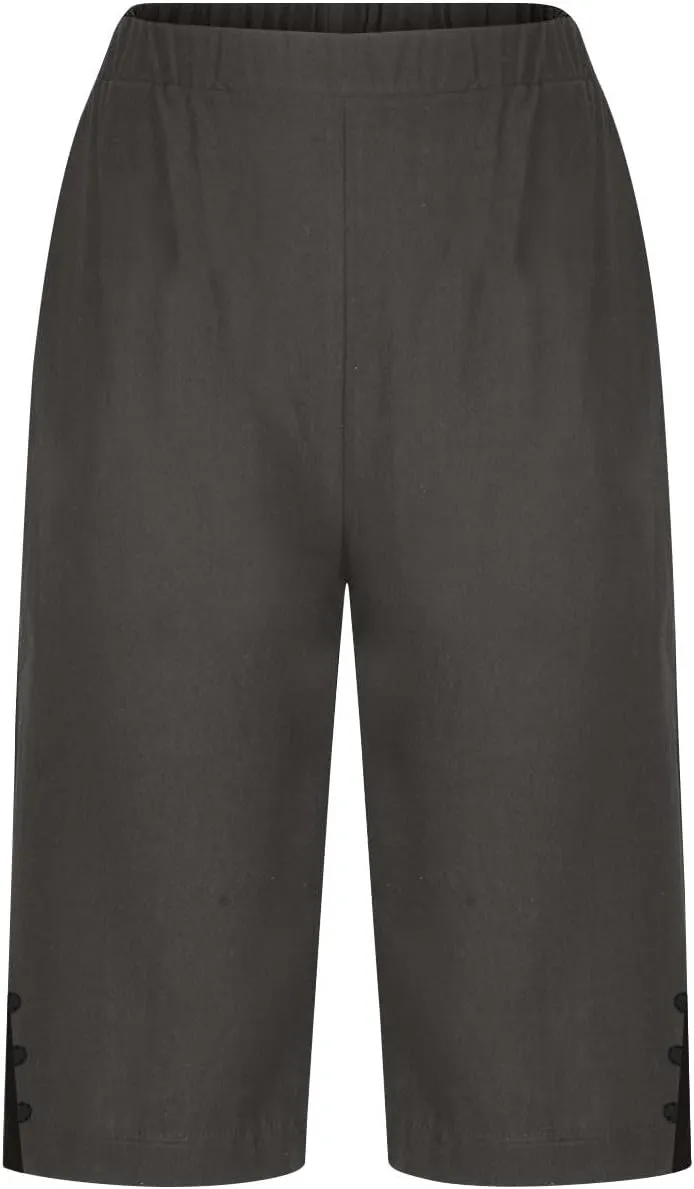 Bermuda Shorts for Women Plus Size Dressy Casual High Waisted Linen Capri Pants Summer Beach Cropped Pants with Pockets