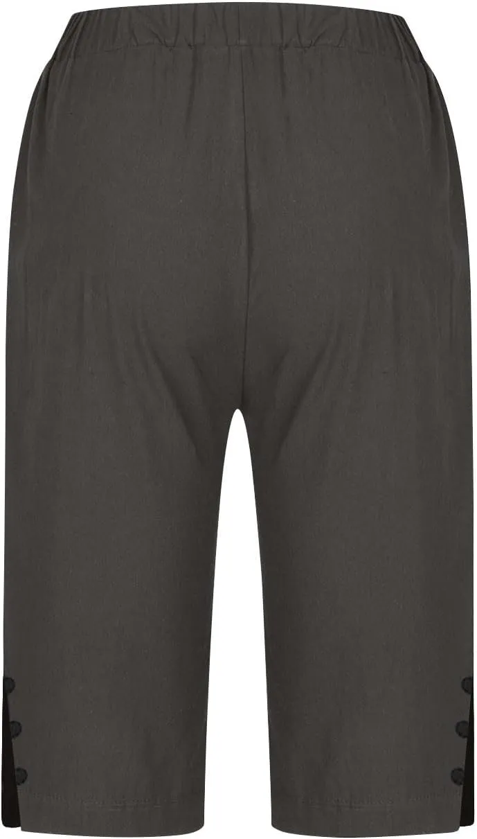 Bermuda Shorts for Women Plus Size Dressy Casual High Waisted Linen Capri Pants Summer Beach Cropped Pants with Pockets