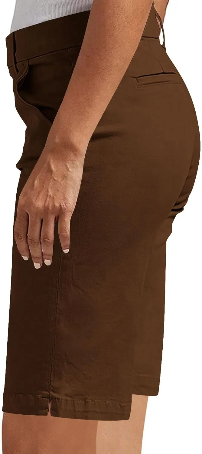 Bermuda Shorts for Women Trendy Casual Summer High Waisted Chino Shorts Straight Leg Hiking Vacation Loose Outfits
