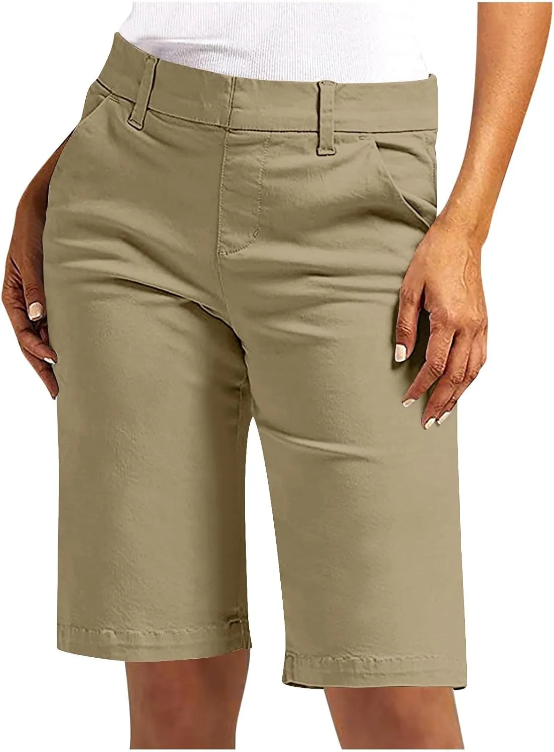 Bermuda Shorts for Women Trendy Casual Summer High Waisted Chino Shorts Straight Leg Hiking Vacation Loose Outfits