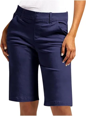 Bermuda Shorts for Women Trendy Casual Summer High Waisted Chino Shorts Straight Leg Hiking Vacation Loose Outfits
