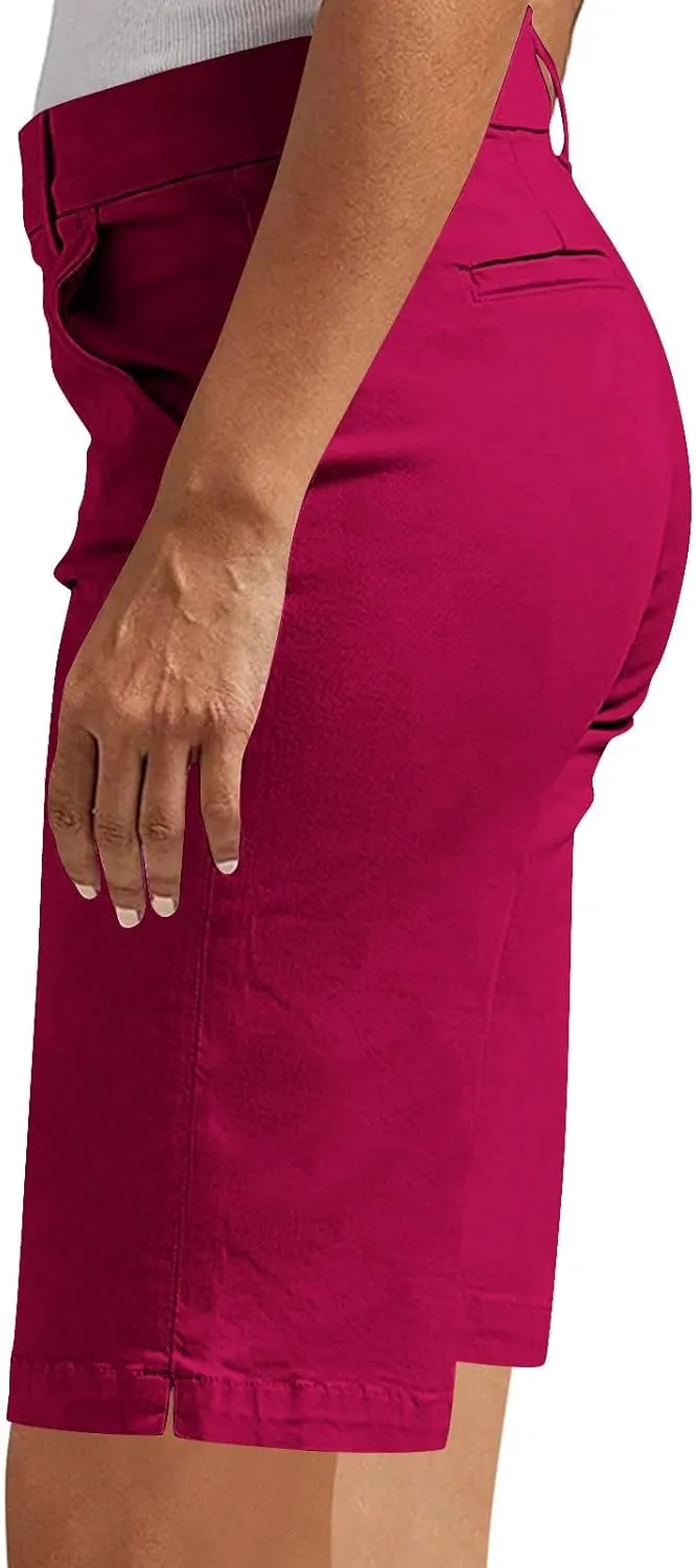 Bermuda Shorts for Women Trendy Casual Summer High Waisted Chino Shorts Straight Leg Hiking Vacation Loose Outfits