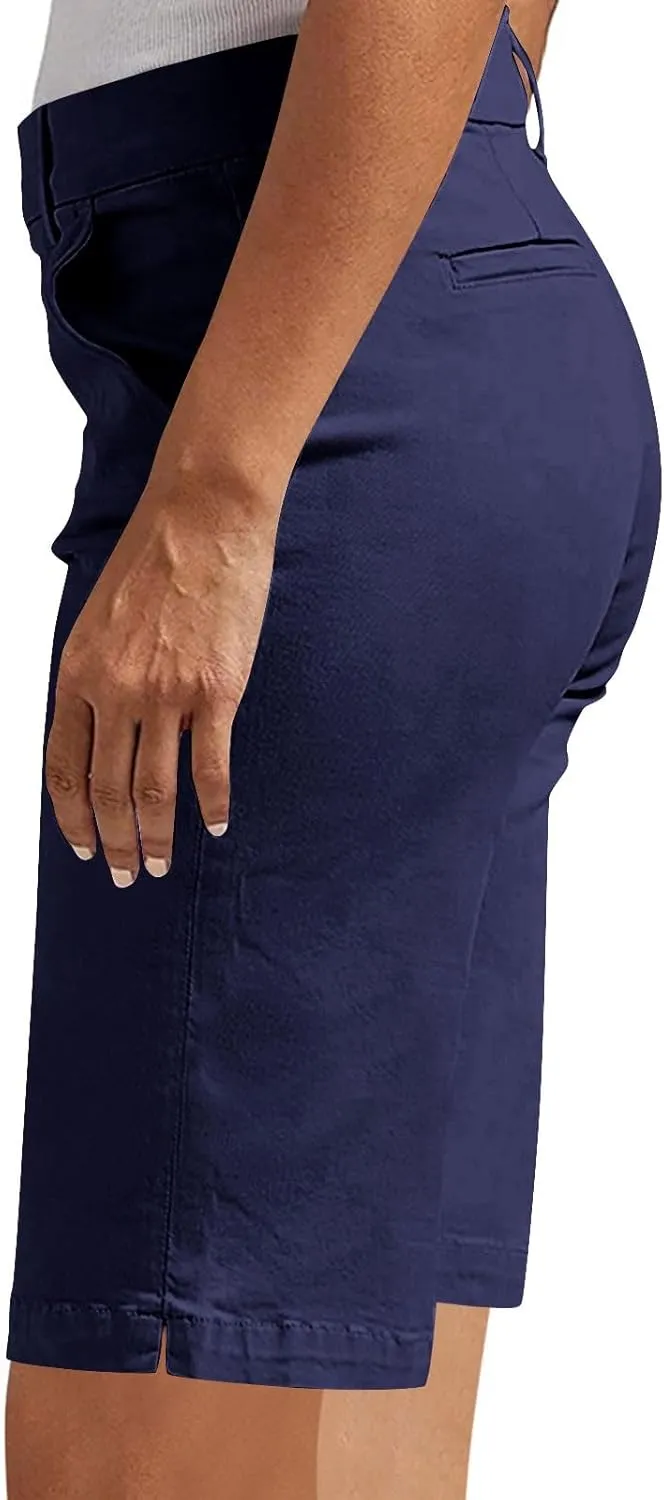 Bermuda Shorts for Women Trendy Casual Summer High Waisted Chino Shorts Straight Leg Hiking Vacation Loose Outfits