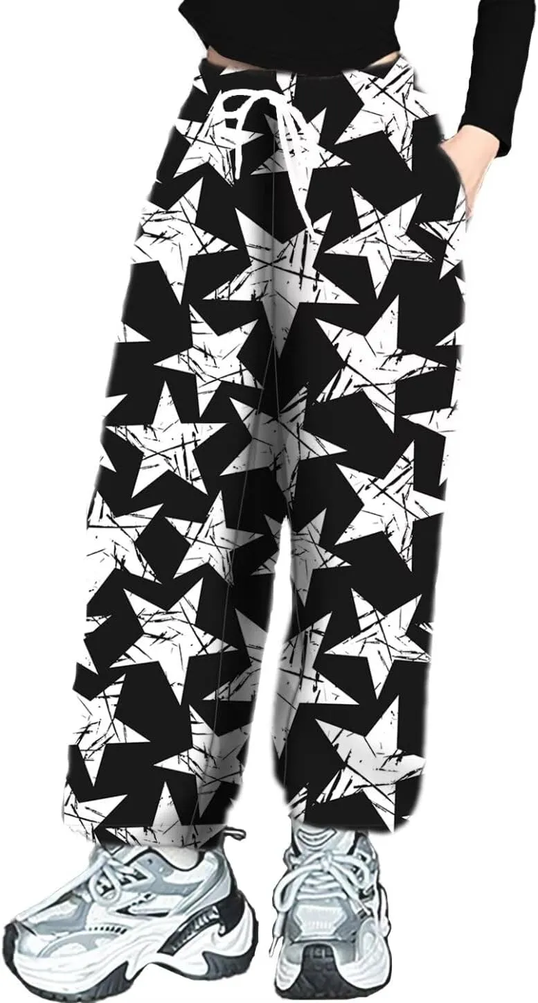 BINPAW Girls Casual Jogger 3D Printed Loose Lounge Sweatpants