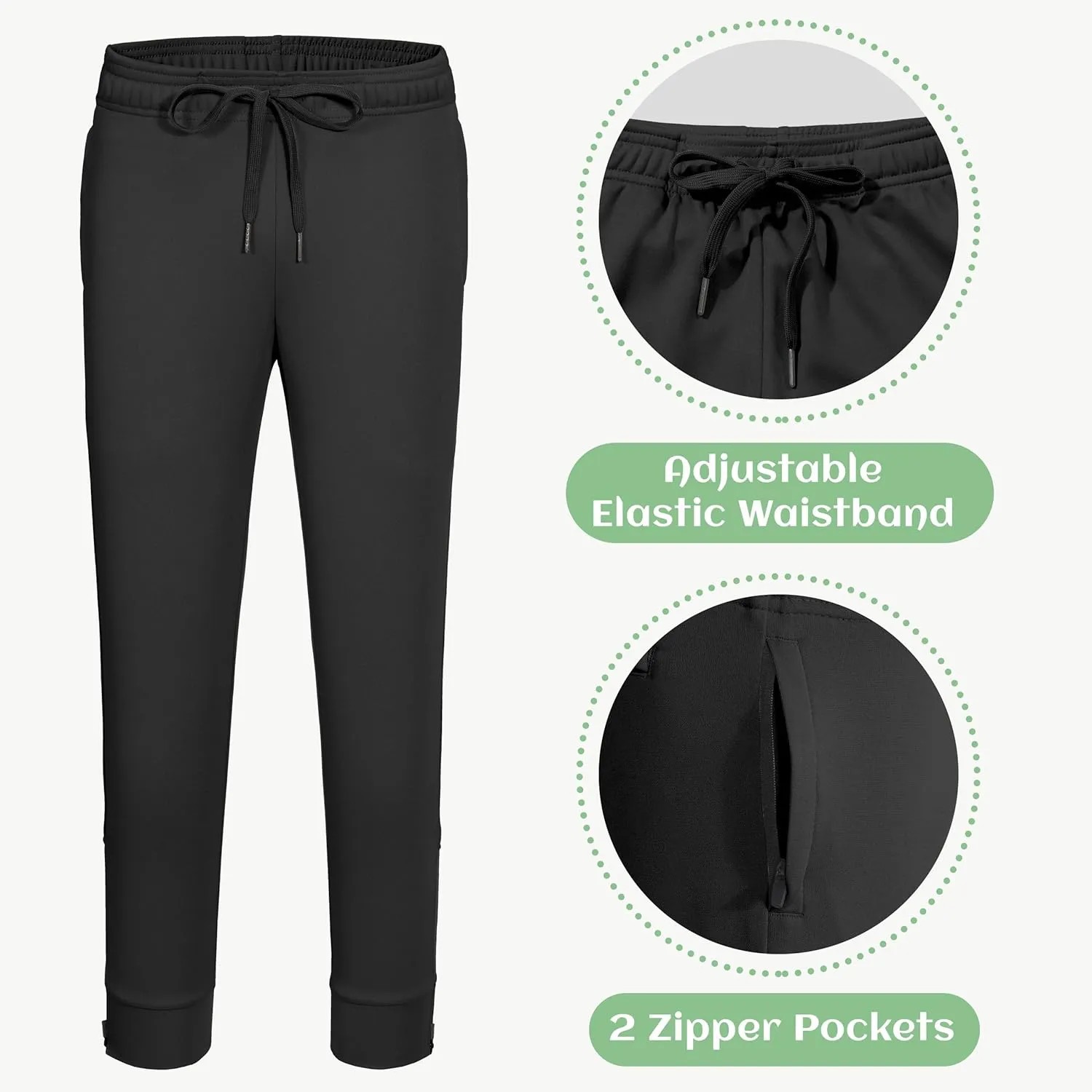 Boys Track Pants Joggers Sweatpants with Zipper Pockets Kids Active Workout Athletic Running Gym Quick Dry UPF50