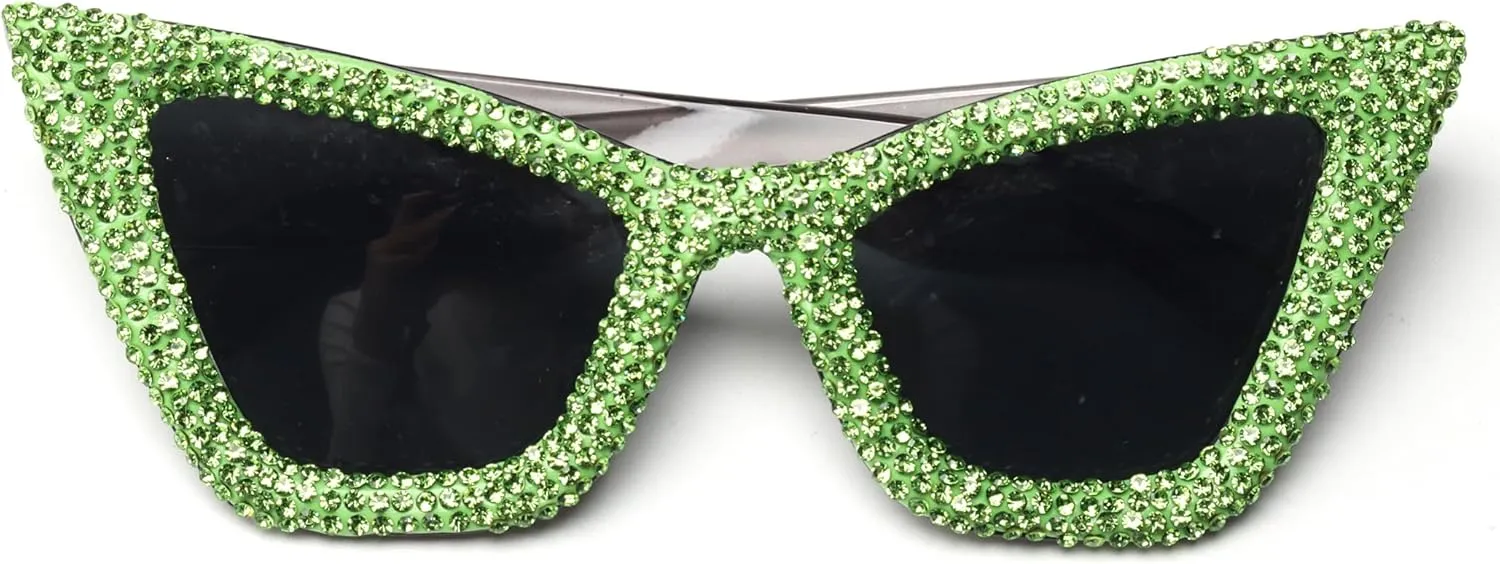 bullabulling Oversized Cat Eye Diamond Sunglasses Women Punk Sun Glasses Crystal Vintage Rhinestone Glasses Eyewear UV400