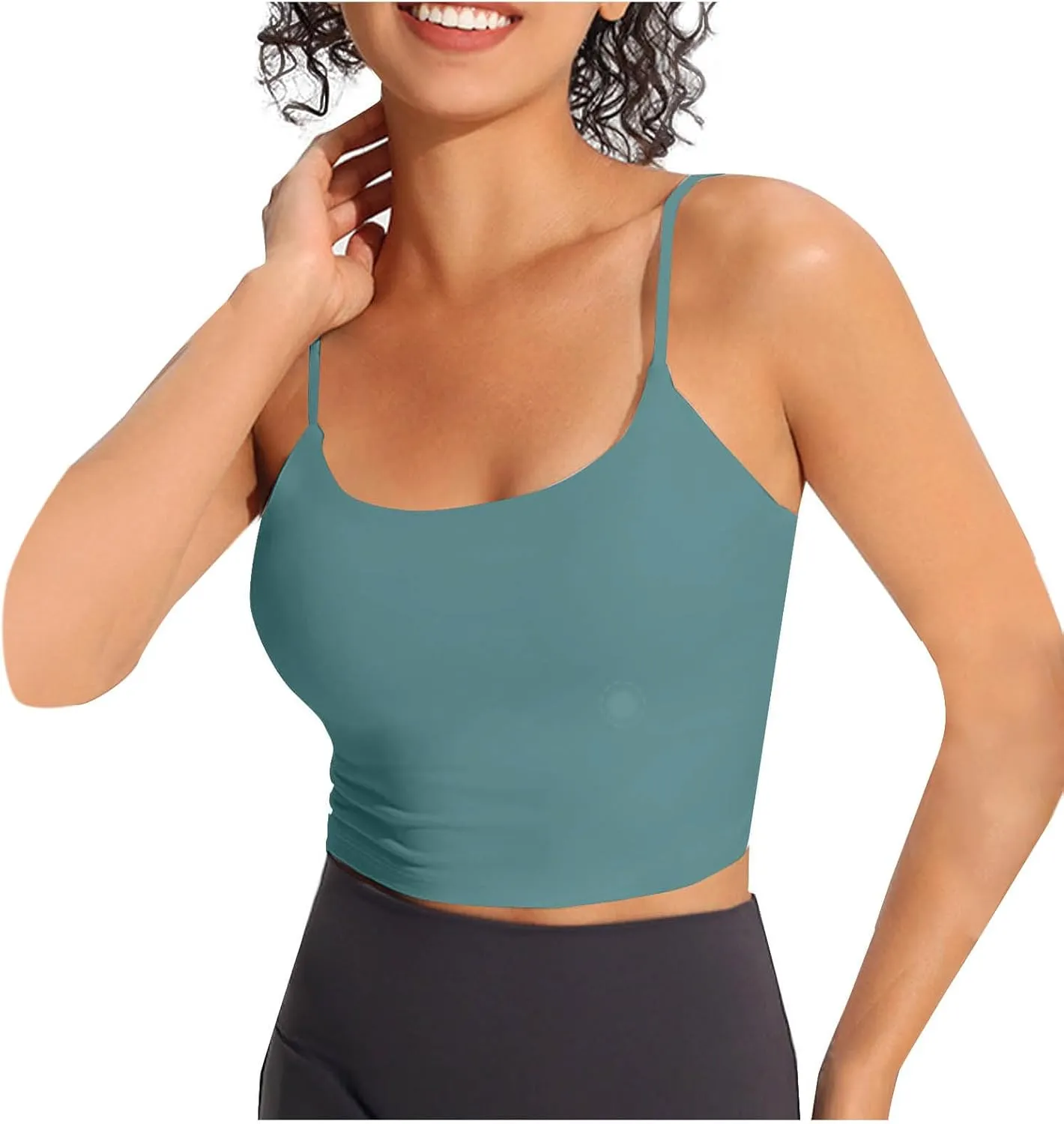 Camisole Top for Women with Bulit in Removable Bra Summer Spaghetti Strap Tanks Womens Workout Yoga Basic Cami Vest