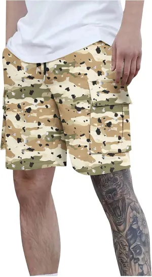 Camo Straight Leg Basic Cargo Shorts for Mens Fall Summer Loose Fit Trousers Pants Shorts Mens 2025 Y2K