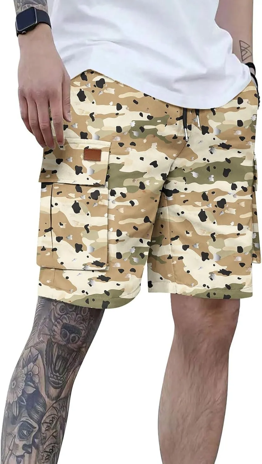 Camo Straight Leg Basic Cargo Shorts for Mens Fall Summer Loose Fit Trousers Pants Shorts Mens 2025 Y2K