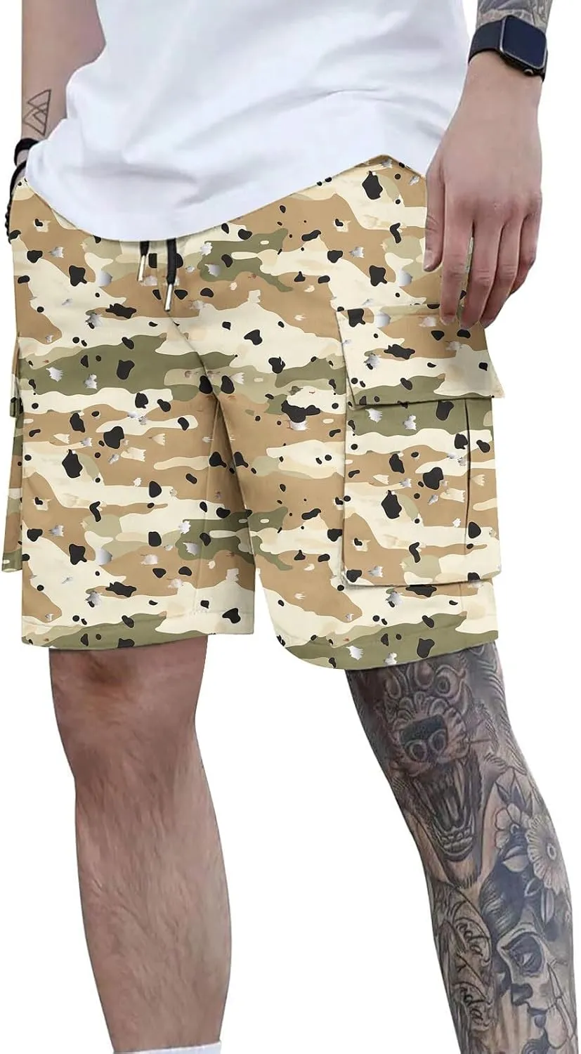 Camo Straight Leg Basic Cargo Shorts for Mens Fall Summer Loose Fit Trousers Pants Shorts Mens 2025 Y2K
