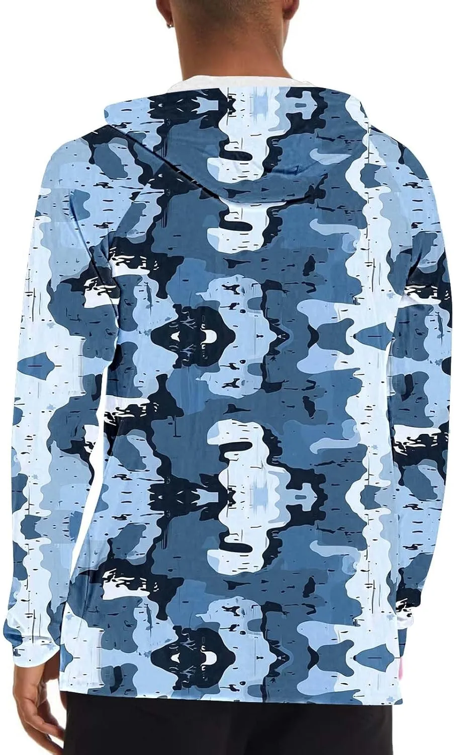 Camo UPF 50  Hoodies for Men Outdoor Hiking Running Shirt Long Sleeve Comfort UV Rash Guard Fishing Shirts