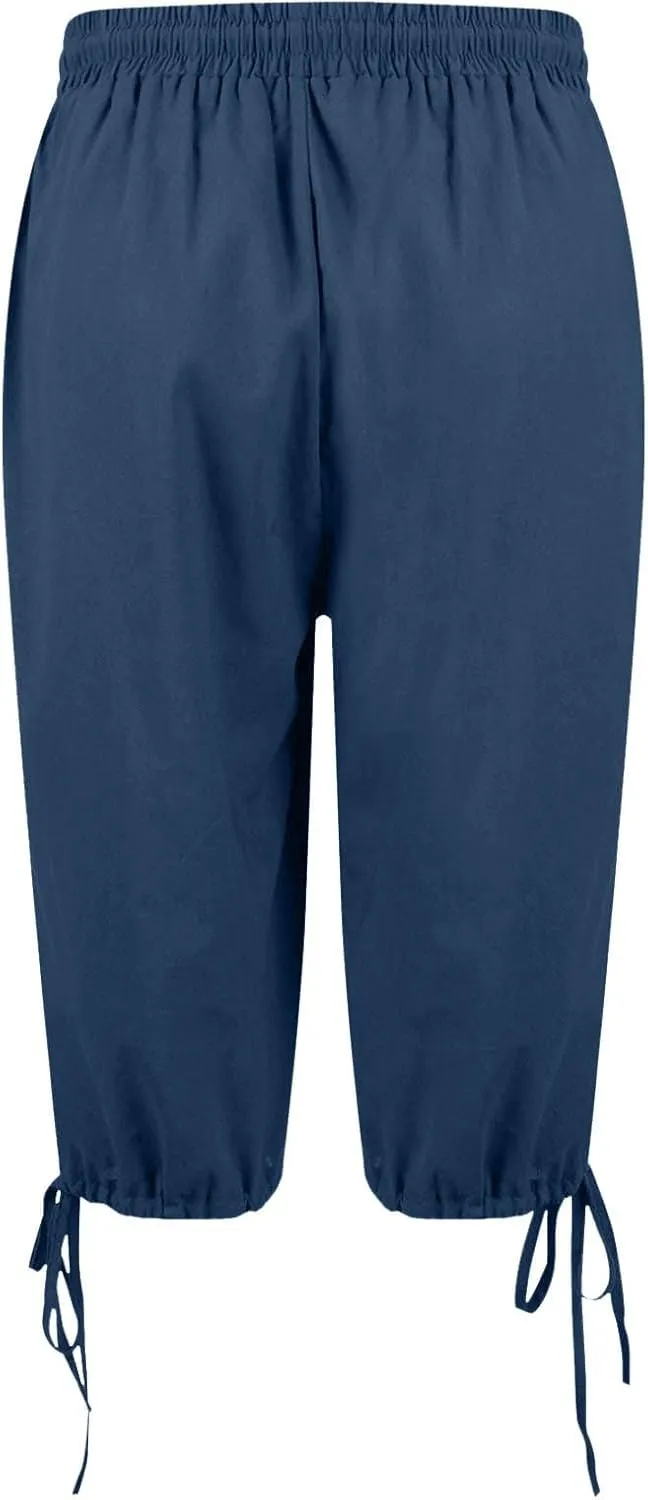 Capris Pants for Women 2025 Summer Cotton Linen Pant Lightweight High Waist Baggy Casual Cropped Trousers w/Pockets