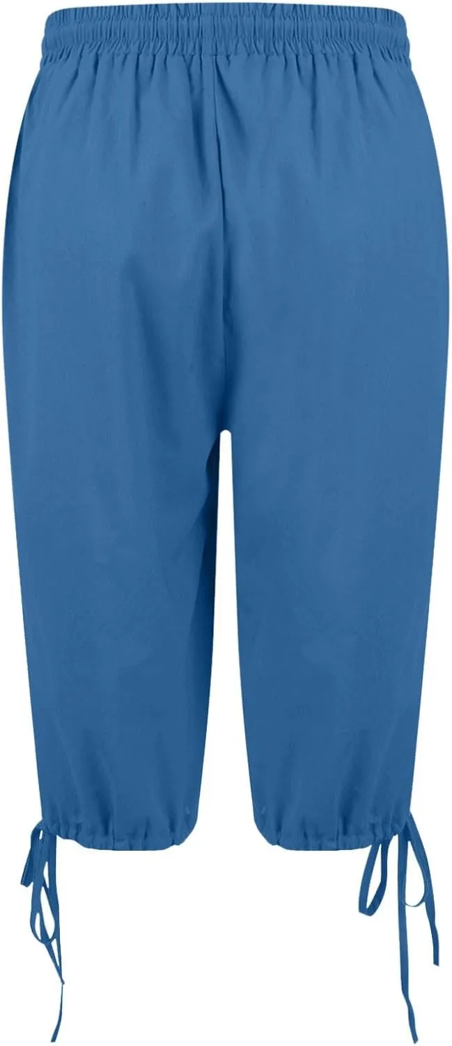 Capris Pants for Women 2025 Summer Cotton Linen Pant Lightweight High Waist Baggy Casual Cropped Trousers w/Pockets