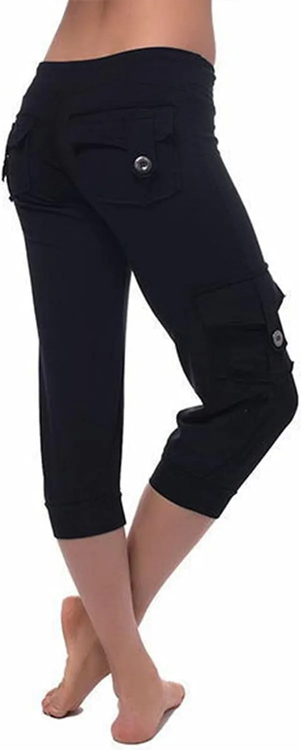 Cargo Pants Women Summer Casual Elastic Mid Rise Lightweight Capris Stretchy Tactical Tavel Hiking Jogger Pant